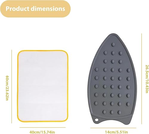 NIYATA Coussin de Fer en Silicone avec Chiffon à Repasser Isolant, Tapis de Repassage sur Table, Support pour Fer à Repasser, Isolation Thermique Épaisse, Domestique, Gris - Nail Gallerys