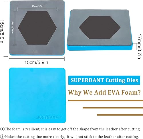 SUPERDANT Dessous de Verre en Cuir Matrices à Découper Hexagone Faux Cuir Die Cutter Machine DIY Matrices à Découper en Bois pour Café Boissons Porte-Lunettes Tapis en Cuir Couture pour Table Basse - Nail Gallerys