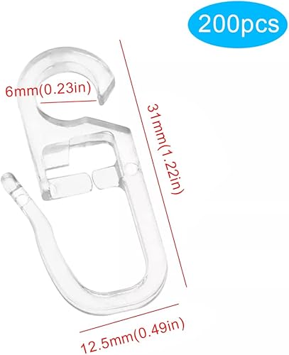 LbsAMP 200 Crochets à Clipser avec Oeillet de 6mm Transparent Crochet pour Rideaux Crochet à Plier pour Anneaux de Rideaux Crochet pour Rideaux pour Anneaux - Nail Gallerys