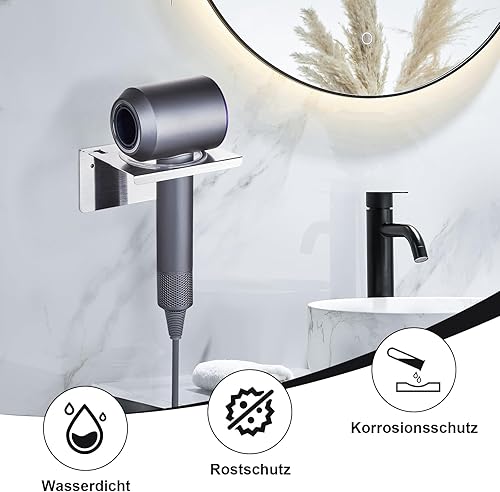 Support Mural pour sèche-Cheveux Support adhésif en Acier Inoxydable pour sèche-Cheveux Crochet de Rangement pour sèche-Cheveux avec Prise et Cordon pour Armoire de Salle de Bain - Nail Gallerys