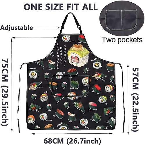 ENSIANTH Tablier japonais à sushi avec poches - Cadeau pour les amateurs de sushis - Cadeau pour les amateurs de sushis - Nail Gallerys