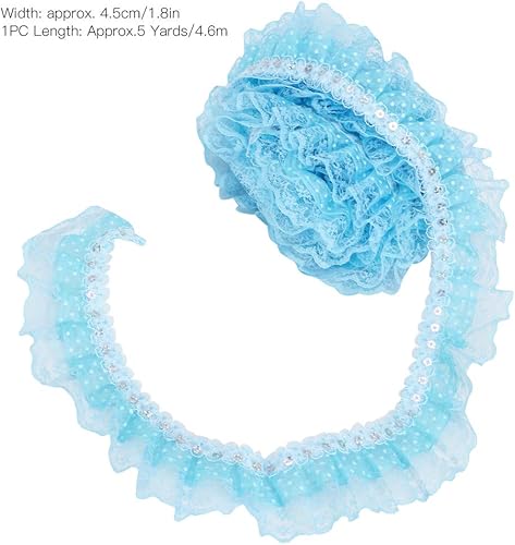 Garniture en Dentelle de 5 Mètres, Largeur de 4,5cm, Ruban de Dentelle en Maille Plissée, Garniture en Tissu en Dentelle Plissée à Volants pour Couture Artisanale(Rose) - Nail Gallerys