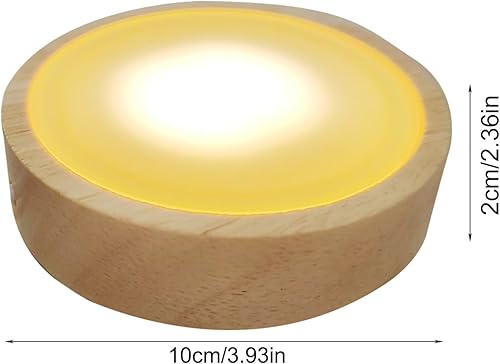 Base d'affichage LED en bois, support rond éclairé pour verre , support de lampe en bois naturel avec éclairage coloré, base alimentée par USB, composants électroniques en bois - Nail Gallerys