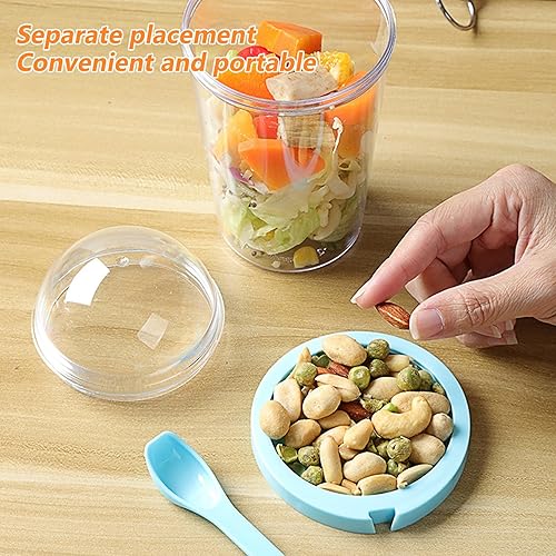 Pot d'avoine de nuit Pots de yaourt de petit déjeuner réutilisables Récipient d'avoine de nuit avec couvercles Cuillère pour salade de céréales au lait 4PCS Pot de yaourt Récipient de yaourt Récipient - Nail Gallerys