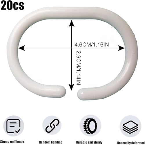 Tadipri 20 Pièces Anneaux De Rideau De Douche C Crochets De Rideaux en Plastique Bon Marché Et Durable pour Rideaux(Blanc) - Nail Gallerys