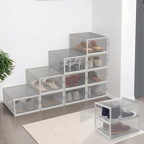 IDMarket - Lot de 12 boites organisateurs à chaussures modulables et empilables transparentes - Nail Gallerys