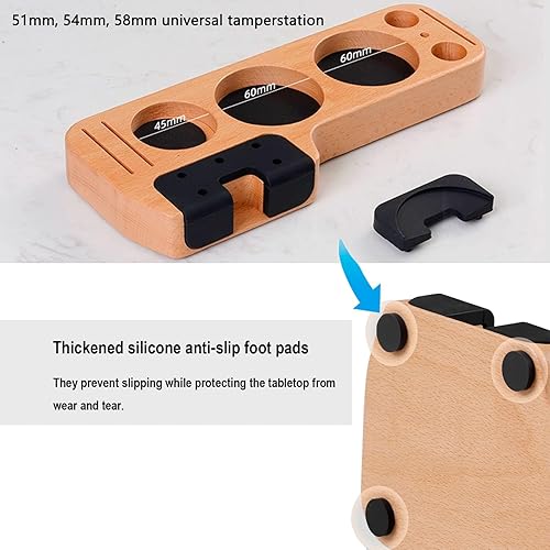 Jiahm Station de Tamper, 51-58 mm Universelle, pour Machine à Expresso Barista, Accessoires pour Cafetière, Support de Tampon, en Bois de Sapelli - Nail Gallerys