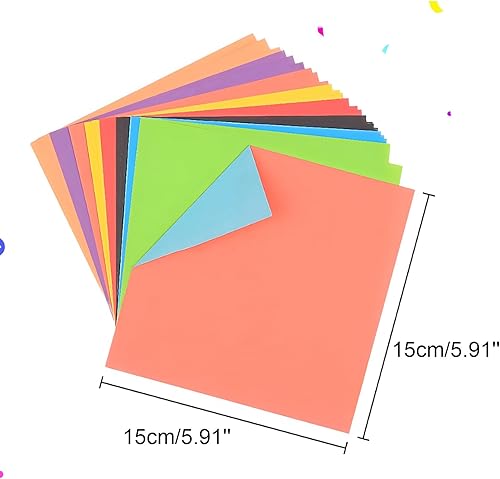 Bebochoi 140 Feuilles feuille origami, 15 x 15 cm - origami enfant double face, 8 couleurs feuilles colorées cartonnées pour enfants, adultes, bricolage arts and crafts projets colorés - Nail Gallerys