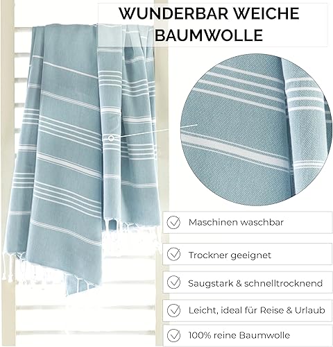 CalmyBEACH Serviette de hammam - Sac à dos - Serviette de plage - 100 % coton - 180 x 90 cm - Pour homme et femme - Serviette de yoga - Serviette de voyage (menthe) - Nail Gallerys