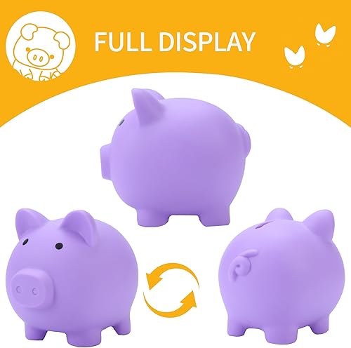 H&W Mini tirelire en plastique incassable - Cadeau d'anniversaire - Décoration d'intérieur - Violet - Nail Gallerys