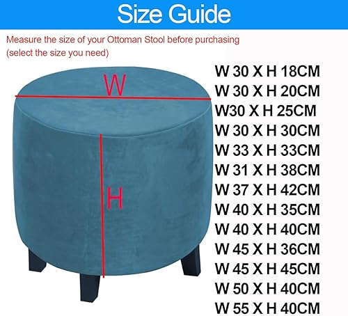 XGANGM Velours Housse de Pouf Extensible Petite Rond Diamètre 30/33/37/40/45/50/ 55CM Housse de Pouf Tabouret Ottomane Rond Housse de Repose-Pieds Pouf Fond élastique Lavable,Blanc,Customize - Nail Gallerys