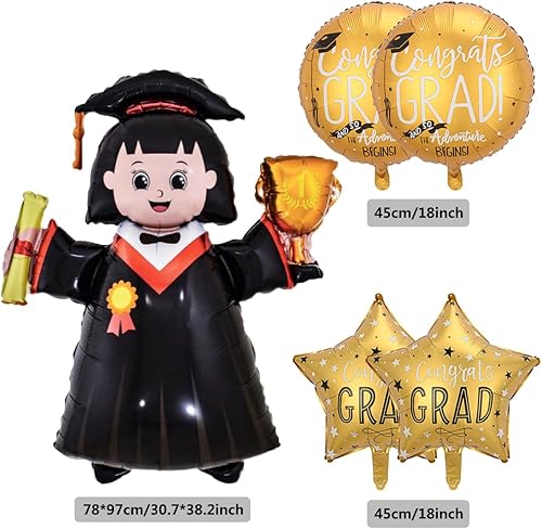 Liitata Ballons de remise de diplôme pour femme - Décoration de fête de remise de diplôme - Grand ballon de remise de diplôme - En aluminium - Doré - Nail Gallerys