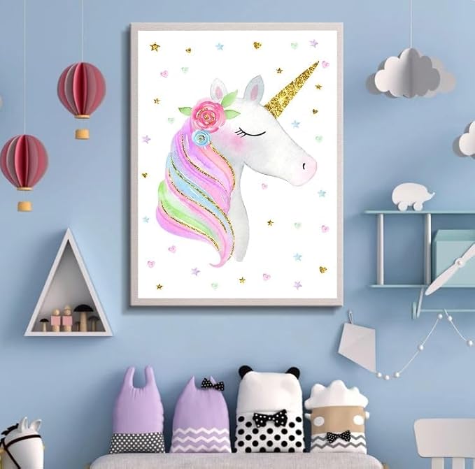 Affiche décoratifs pour chambre de bébé et fille - Motif Licorne | Sans Cadres 30x40cm (Licorne) - Nail Gallerys
