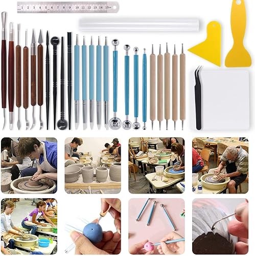 Keadic Lot de 30 outils de modelage en pâte polymère pour décoration de gâteau, fondant, nail art, poterie, artisanat et autres loisirs créatifs - Nail Gallerys