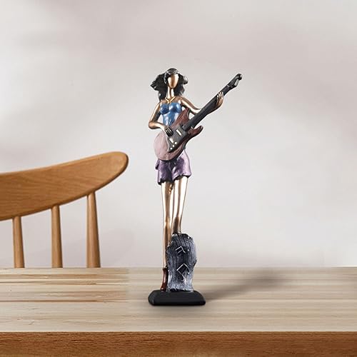 Folpus Statue de musicien interprète de musique de 30 cm, décoration de table, sculpture en résine de collection pour salon, GUITARE - Nail Gallerys