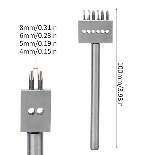 3Pcs 2/4/6 Prong En Acier En Cuir Artisanat Outil Rangée Trou Perforateur DIY Laçage Coudre Poinçon Outil avec 4/5/6/8mm Pas(5mm Pitch) - Nail Gallerys