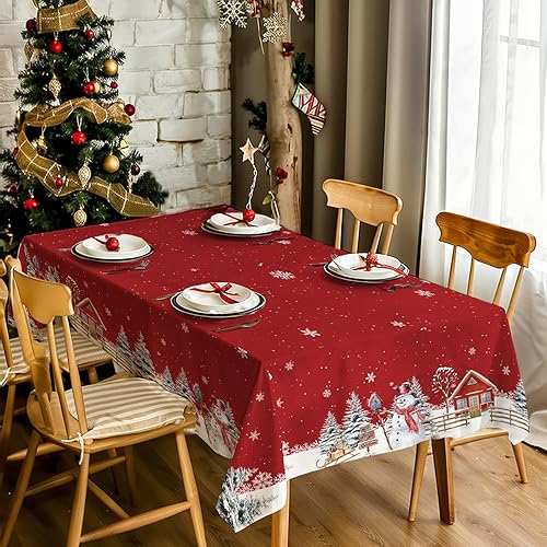 AIBIIN Nappe de Noël imperméable avec Motif Sapin de Noël et Flocons de Neige pour fêtes de Fin d’année, dîner, fête 132 x 182 cm - Nail Gallerys