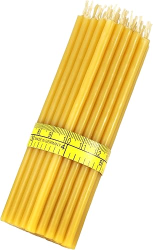 NKlaus - bougies fines en cire d'abeille - hauteur 14cm - bougies d'autel et rituelles - qualité église (50pcs - env. 165g) 36409 - Nail Gallerys