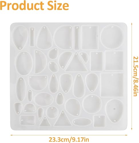 Lunaanda Moule en Epoxy Resine pour Bijoux,Kit de Moules en Résine de Silicone pour Création de Pendentifs et de Porte-clés avec trou - Silicone Moules Pendentif Parfait pour la Résine Epoxy - Nail Gallerys