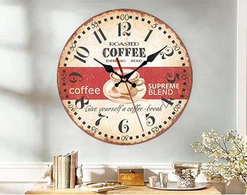 Pendules Murales Horloge Murale en Bois Vintage Horloge Rétro Rustique Vintage Bureau À Domicile Café Décoration Art Grande Montre Murale,SKU-5,12 Pouces - Nail Gallerys