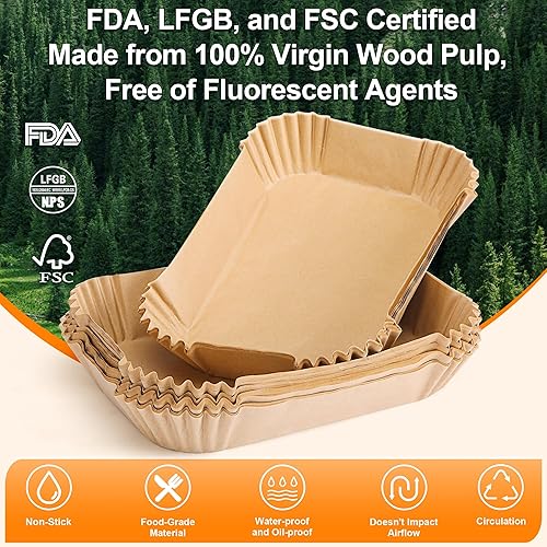 Ensine Papier Cuisson Air Fryer 22x14 cm, 150 Pièces Papier Sulfurisé pour Air Fryer Imperméable et Résistant à l'huile, Accessoires Pour Ninja AF300EU /AF400EU /Cecotec/Masterpro Double Airfryer - Nail Gallerys