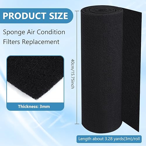 BENECREAT Feuille Filtrante au Charbon Actif de 300x40cm Filtres à Charbon de Remplacement pour Purificateur D'Air Filtres D'Aération Épaisseur de 3mm - Nail Gallerys