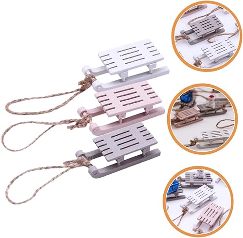 ABOOFAN Ensemble de Décorations de Mini Traîneau en Bois Décorations de Noël pour Pendentifs d'arbre de Noël Traîneau Miniature - Nail Gallerys