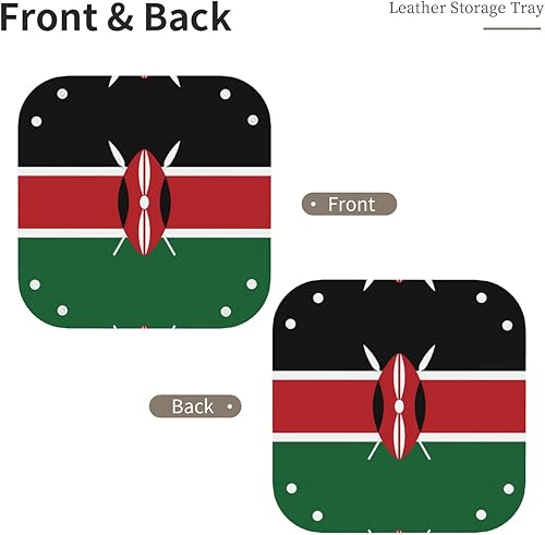 WZYWHJ Plateau de rangement en cuir pour table de chevet, bureau, coiffeuse et plus encore – Facile à nettoyer – Drapeau du Kenya imprimé - Nail Gallerys