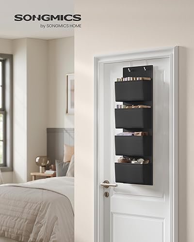 SONGMICS Lot de 2 organiseurs de rangement à suspendre derrière une porte, 8 poches, pour chambre à coucher, bureau, cuisine, 12 x 33,5 x 100 cm, noir encre RDH004B02 - Nail Gallerys