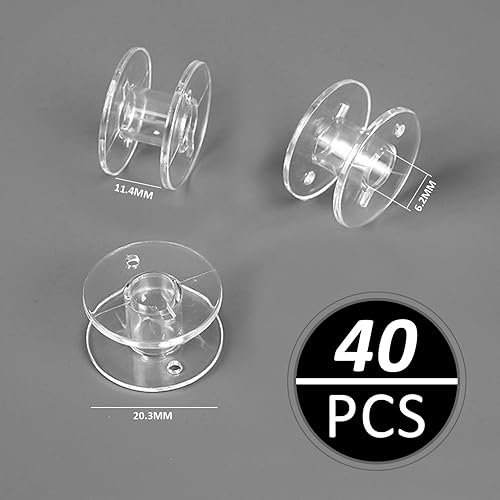 DAZZLUXE Lot de 40 bobines transparentes pour machine à coudre, noyaux de fermeture de bobines en plastique, bobines universelles multifonctionnelles, convient pour les machines à coudre - Nail Gallerys
