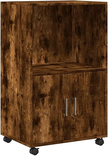 Homgoday Meuble avec roulettes en chêne fumé, 55 x 40 x 91 cm, en aggloméré, meuble de bureau, meuble de rangement pour étagères, peu encombrant, armoire de rangement STYLE853186 - Nail Gallerys
