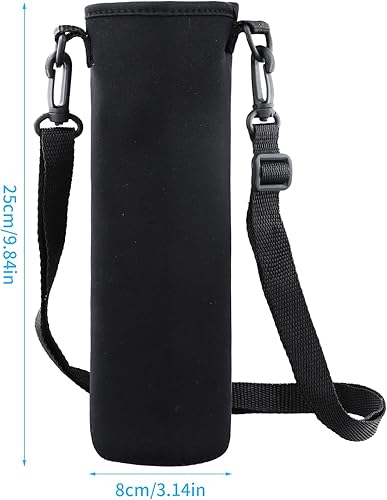 Shengxi 2 Pièces Sac de Bouteille d'eau, 8 × 25 cm Grand Porte-Bouteille Thermos Pochette Bouteille avec Bandoulière Réglable pour Sport Randonnée Cyclisme Voyages Campus (Noir+Bleu) - Nail Gallerys