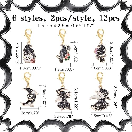 NBEADS 12 Pcs Marqueur Point Crochet Halloween, 6 Styles Marqueurs de Points de Style Gothique Marqueur de Point de Verrouillage pour Tricot Tissage Couture Fabrication de Bijoux - Nail Gallerys