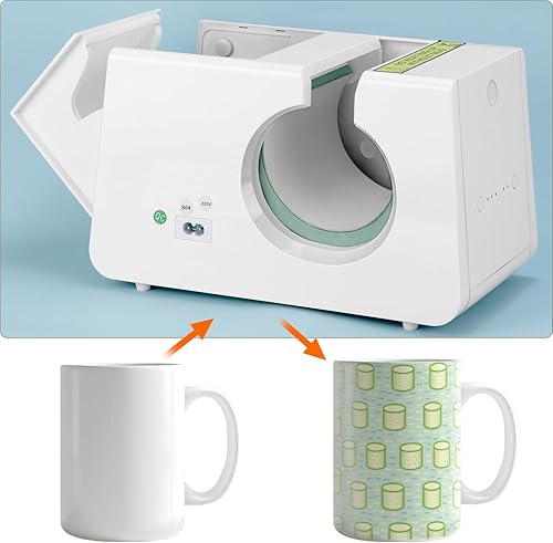 QWORK® Sublimation Mug Press 350 ml/11oz - Compatible avec l'encre infusible - 3 réglages de température 160/180/200 ℃ et 2 minuteries 200s/300s - Nail Gallerys