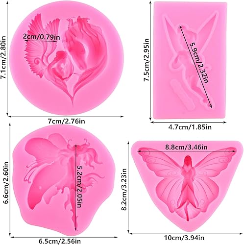 RFGHAC Lot de 4 moules en silicone pour décoration de gâteaux, cupcakes, bonbons, argile polymère, chocolat, pâte à fleurs - Nail Gallerys