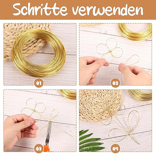 Fil de bricolage doré - 2 mm x 30 m - Pour travaux manuels, bijoux, travaux manuels - Nail Gallerys