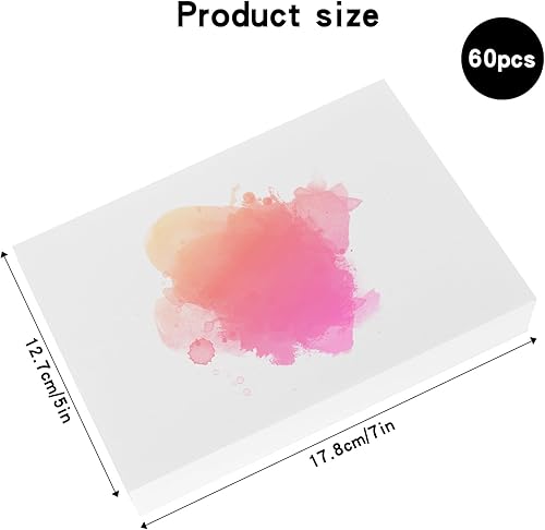 DEARBAG 60 Feuilles Papier Aquarelle, Aquarelle Papier Dessin, 300g/m² Papier Aquarelle Blanc Coton Watercolor Paper Feuille Aquarelle pour Aquarelles Acryliques Gouaches (12,7 x 17,8 cm) - Nail Gallerys