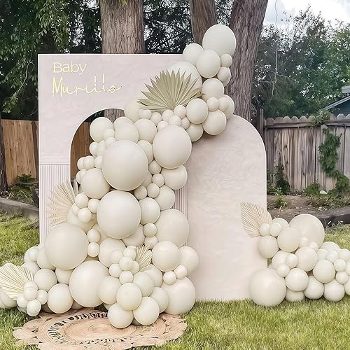 Ballons Beige, 100 Pcs 10 Pouces Anniversaire Ballon Blancs Sable en Latex,Ballons de Baudruche pour Filles Garçons, Ballon Helium pour Enfants Fête d'anniversaire Baby Shower Mariage Décorations - Nail Gallerys