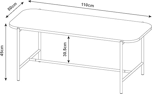 [en.casa] Table Basse de Salon Design avec Plateau Arrondi Table d'Appoint Style Intemporel pour Salle de Séjour Chambre Bureau Panneau de Particules Acier 110 x 50 x 45 cm Noir - Nail Gallerys
