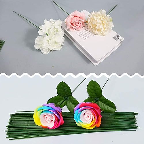 Fil de Fer Vert de Fleuriste,100 PCS Fil de Tige Florale Fil Laqué Epais pour Fleurs Artificielles Décorations de Bouquet de Mariage Artisanat Art 40CM 22# - Nail Gallerys