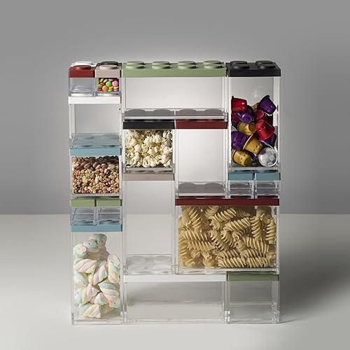 omada Conteneur alimentaire rectangulaire en brique 1,5L Design avec couvercle empilable et récipient transparent de haute qualité - Ligne Brickstore - Nail Gallerys
