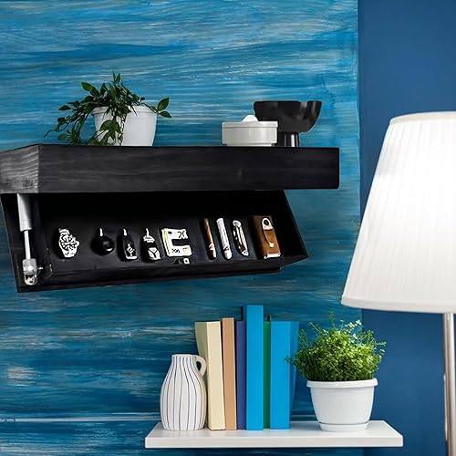 REDKNOT Étagère murale design avec compartiment secret - Étagère murale flottante en bois avec compartiment caché - Étagère murale cachée moderne pour la maison, le bureau, le salon, la chambre à - Nail Gallerys