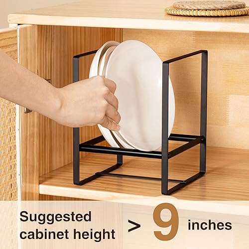 Josmimic 1 organiseur d'assiettes pour armoire économiseur d'espace, supports d'assiettes de grande taille pour assiettes à dîner, étagères verticales pour armoires (15 x 15 x 19 cm, noir) - Nail Gallerys