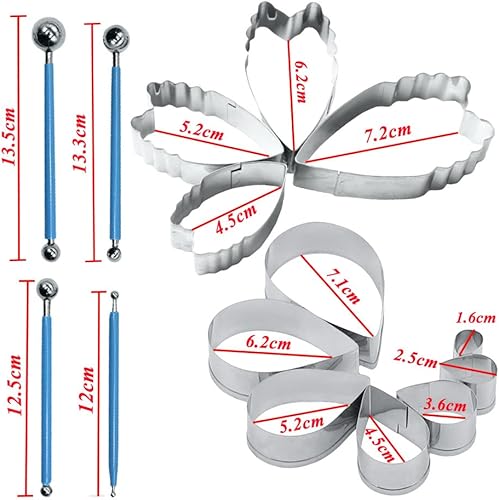 Pamtns Emporte Pièces en Forme de Fleurs 15 Pièces Emporte Pièces Pivoines Pâte à Sucre Ensemble Emporte Pièce en Forme de Gouttes Moulle à Biscuit en Acier Inoxydable Outil de Gaufrage - Nail Gallerys