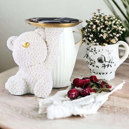 Mocoli Figurine DéCorative d'ours, Figurine d'ours Plateau DéCoratif Sculpture d'ours DéCoration avec Plateau Sculpture Animale en RéSine Sculpture Animale DéCorative en RéSine Cadeau pour Chambre - Nail Gallerys