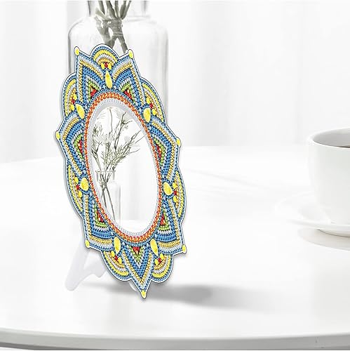 DCIDBEI Kit Complet Broderie Diamant Miroir Salle de Bain, 3.94 Inch Perle Diamant a Coller Fleurs,Miroir avec Cadre en cristal pour Salle de Bain, Chambre ou Dressing,Mandala - Nail Gallerys