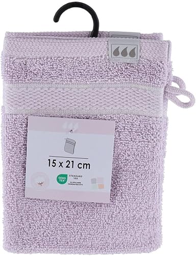 TENDANCE - Set de 2 Gants de Toilette 15x21 cm 100% Coton - Lilas - Nail Gallerys