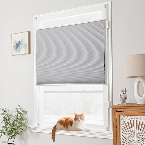Joydeco Store plissé en nid d'abeille sans perçage - Occultant thermique - Double Klemmfix - Bicolore - Store plissé - Protection solaire - Protection contre le bruit - Blanc - 80 x 150 cm - Nail Gallerys