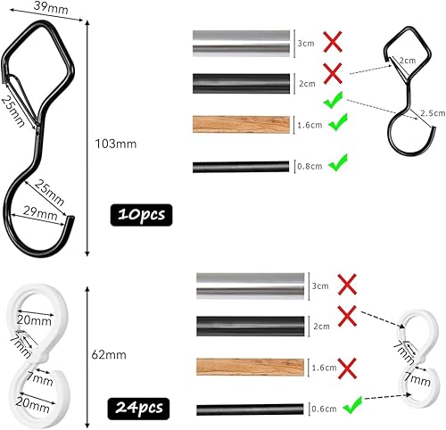 GZCZCC 34 pcs Crochet en s Anti-Chute Metal Crochet s Acier Inoxydable Crochets Organisateur de Sacs pour Placard Crochet Serviette Salle de Bain pour Serviette Sac Vêtement Parapluie - Nail Gallerys