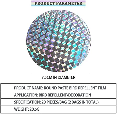 Lot de 2 (40 pièces) autocollants ronds anti-collision pour fenêtre - Répulsif contre les oiseaux - 7,5 cm - Répulsif pour oiseaux - Laser réfléchissant - Nail Gallerys